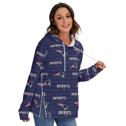 New England Football Game Day All-Over Print Women's Heavy Fleece Zip-on-the-Side Hoodie