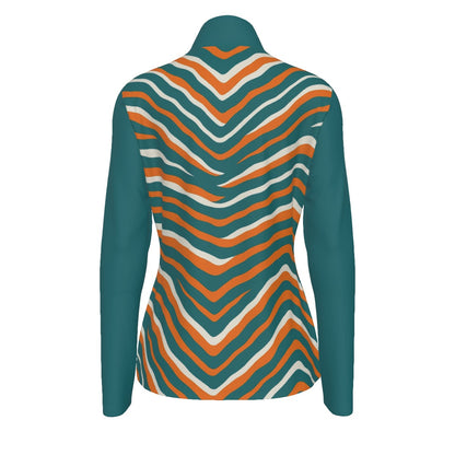 Miami Football Game Day All-Over Print Women's Sports Collar Jersey With Long Sleeve| Interlock