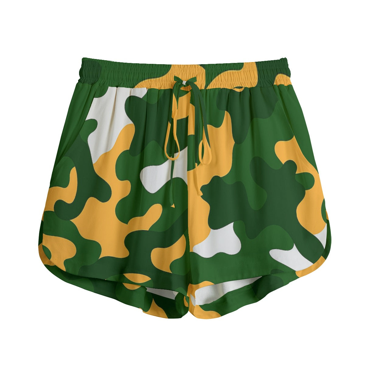 Green Bay Football Game Day All-Over Print Women's Shorts With Drawstring | Rayon