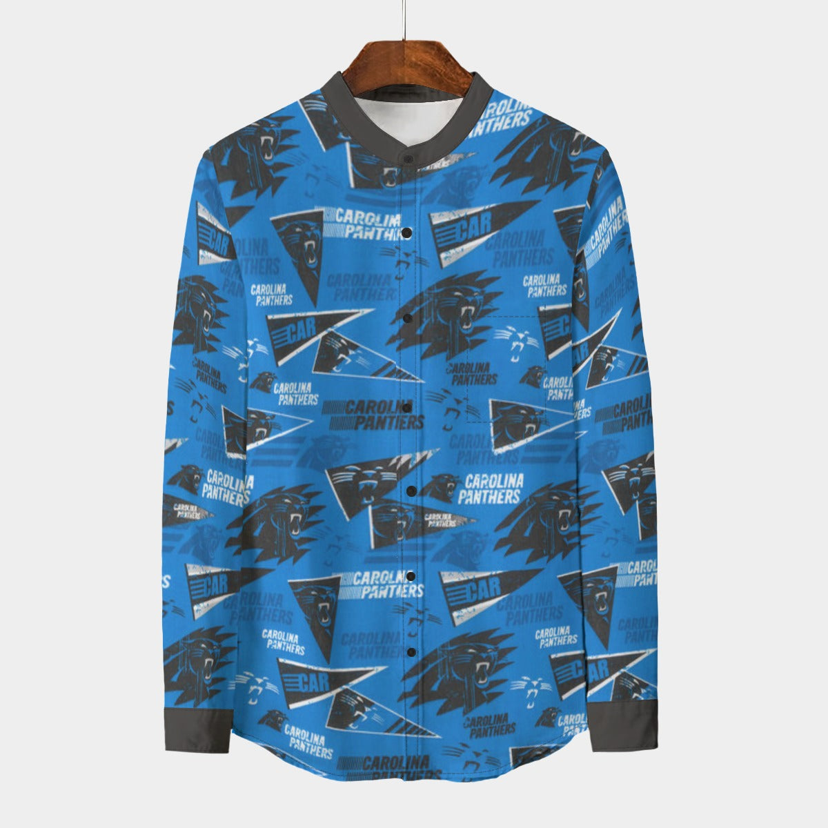 Urban Legend Carolina Panthers Stand Collar Shirt With Long Sleeve | 110GSM Imitation Flax
