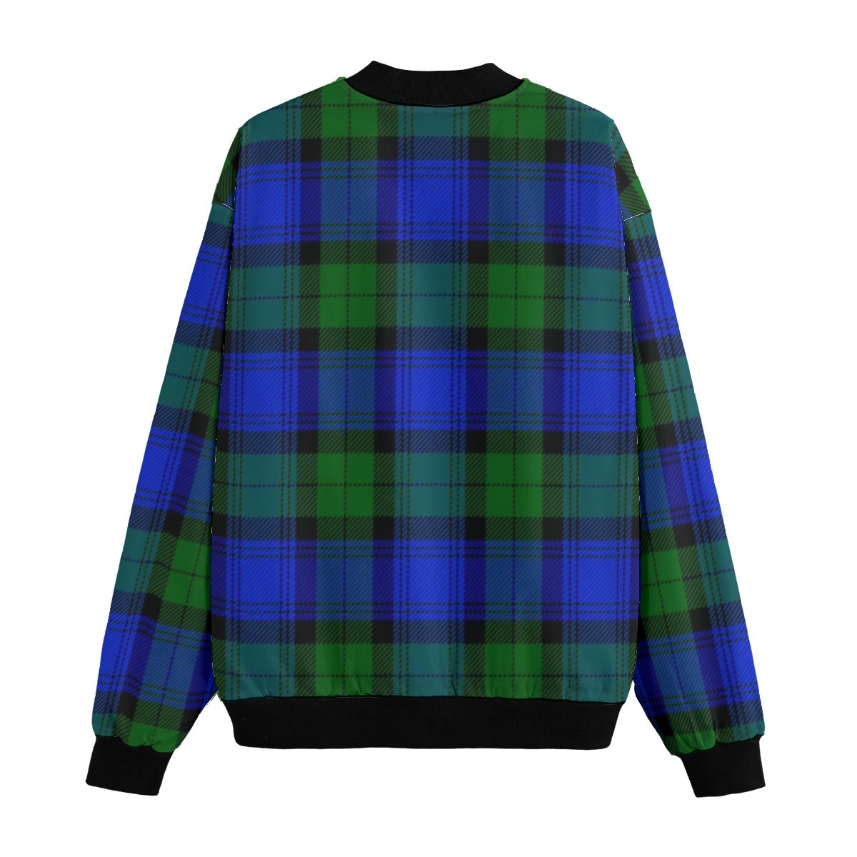 Black Watch Scottish tartan plade Fleece Bomber Jacket