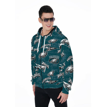 Philadelphia Football Game Day All-Over Print Zip Up Hoodie With Pocket