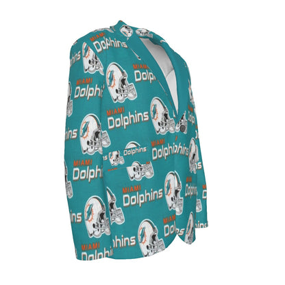 Miami Football Game Day All-Over Print Men's Casual Flat Lapel Collar Blazer