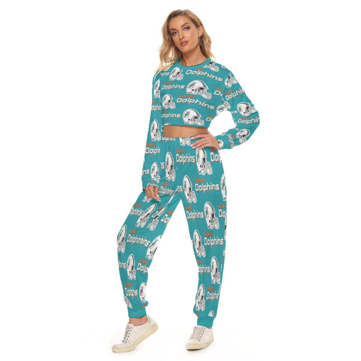 Miami Football Game Day All-Over Print Women's Crop Sweatshirt Suit
