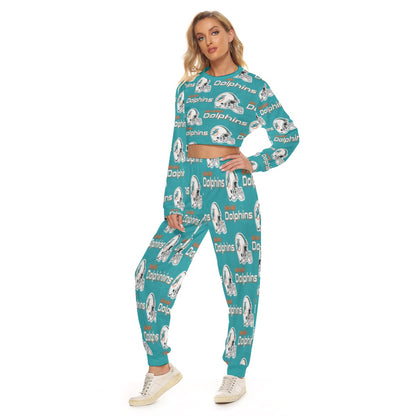 Miami Football Game Day All-Over Print Women's Crop Sweatshirt Suit