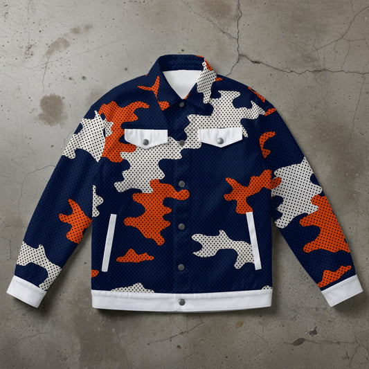 Urban Legend Illinois Orange Navy Camo Unisex Collared Jacket