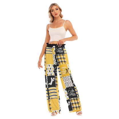 All-Over Print Women's Waist Fungus Edge Wide-leg Pants