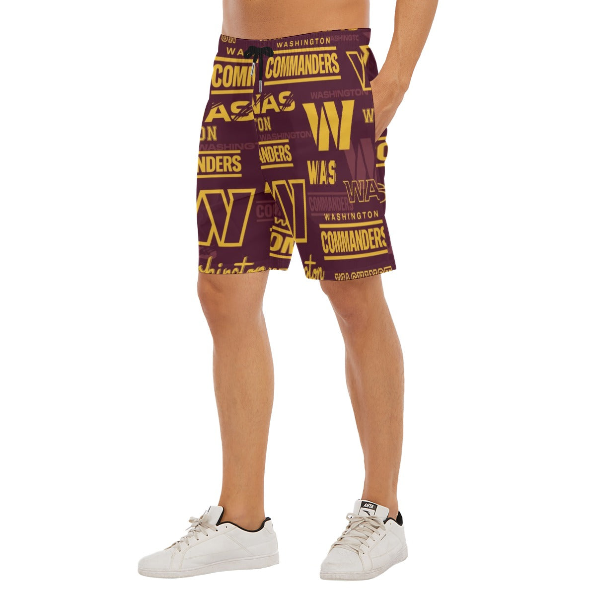 Washington Commanders Men's Beach Shorts With Elastic Waist