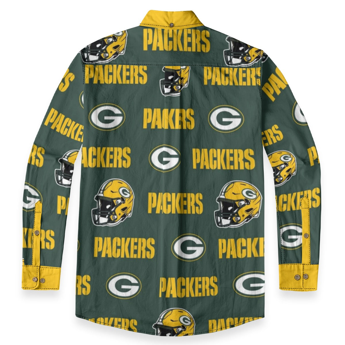 Green Bay Football Game Day All-Over Print Men's Casual Lapel Long Sleeve Shirt|125GSM Cotton