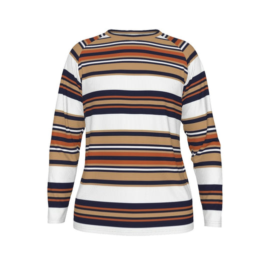 Long-sleeve shirt with horizontal stripes on a white background