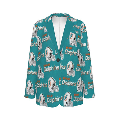 Miami Football Game Day All-Over Print Women's Leisure Blazer