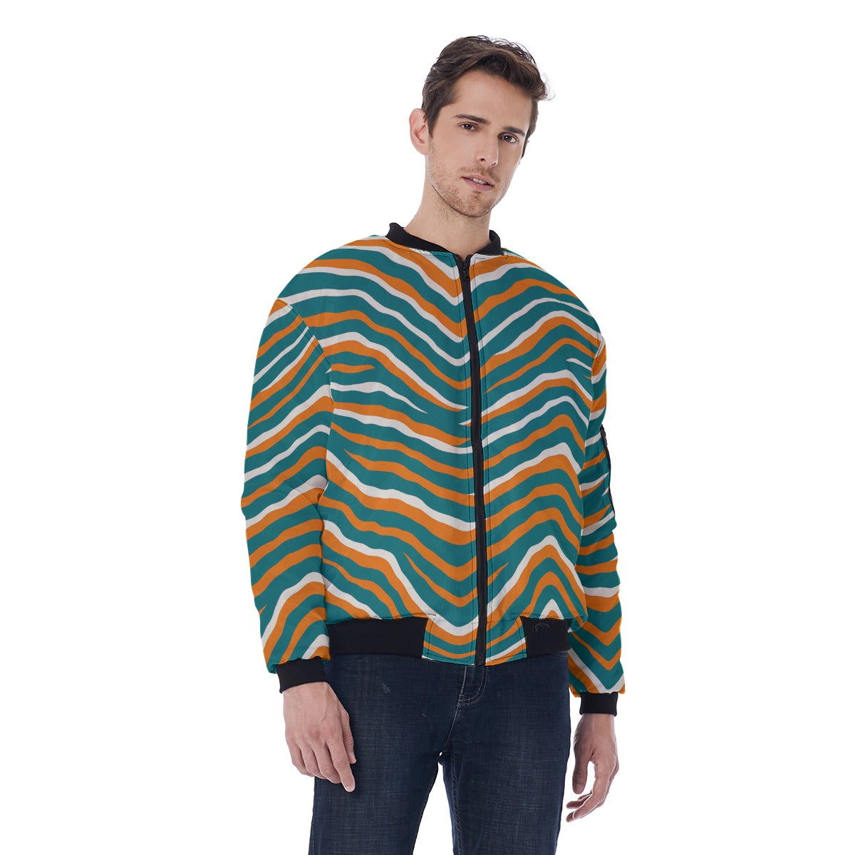 Miami Football Game Day All-Over Print Men's Bomber Jacket With Sleeve Pocket