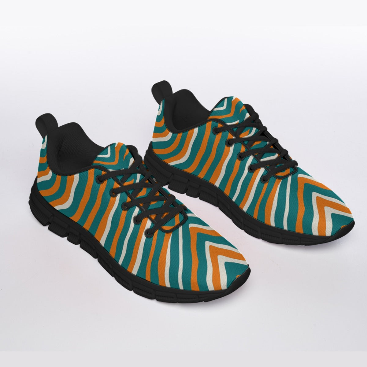 Miami Football Game Day All-Over Print Men's Sports Shoes With Black Sole