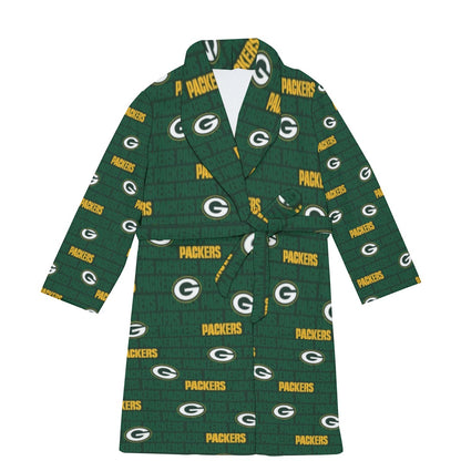 Green Bay Football Game Day All-Over Print Men's Borg Fleece Robe