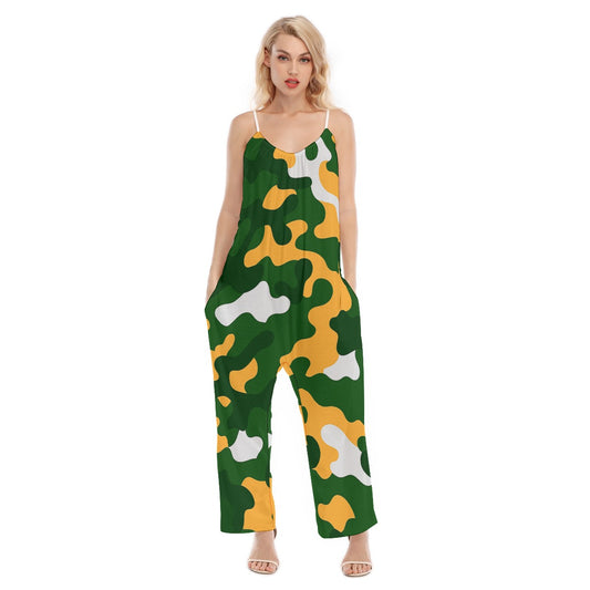 Green Bay Football Game Day All-Over Print Women's Loose Cami Jumpsuit