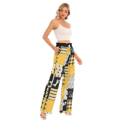 All-Over Print Women's Waist Fungus Edge Wide-leg Pants