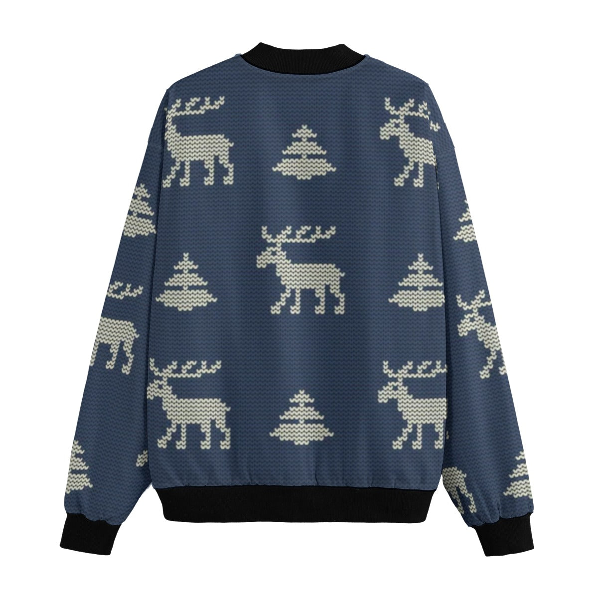 Urban Legend Snow Christmas Seamless Knitted Pattern Fleece Bomber Jacket