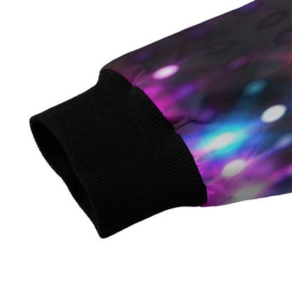 Neon Nights Shining Lights Party LEDs Black Fleece Bomber Jacket – Nightlife Streetwear