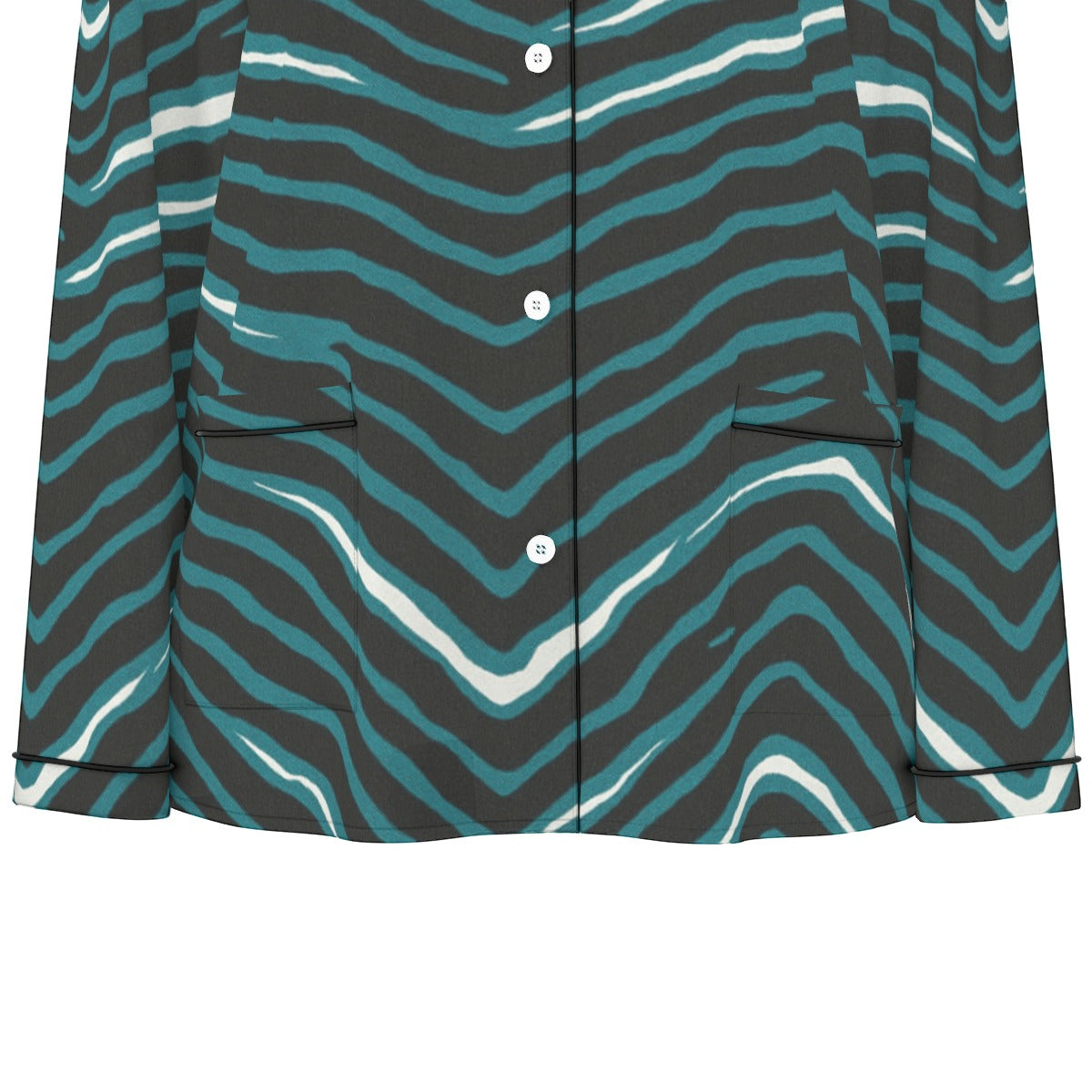 Philadelphia Football Game Day All-Over Print Women's Long Sleeve Pajama Set With Black Contrast Piping