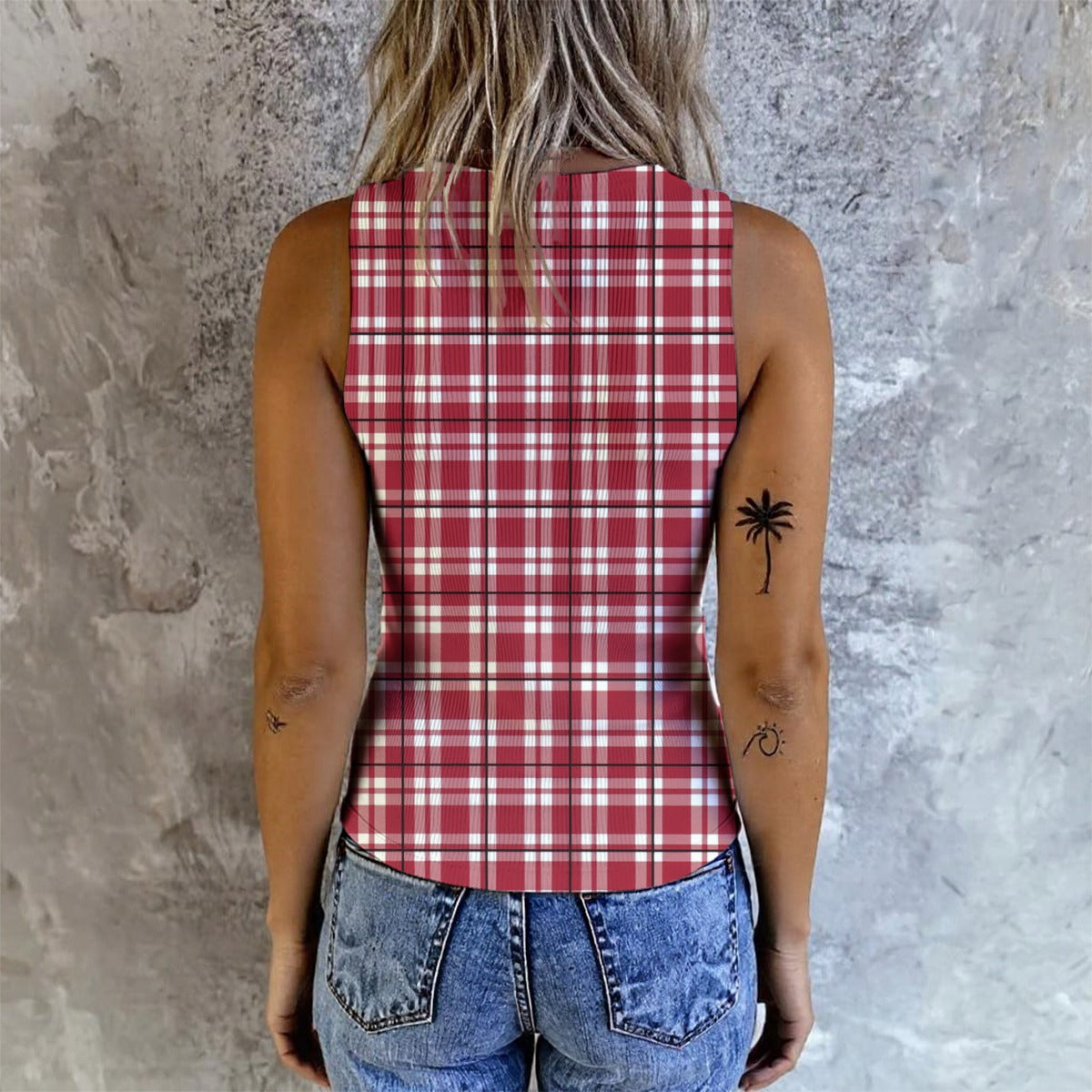 Alabama Tartan Plaid Women's Button Vest