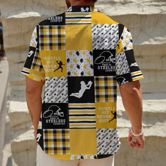 All-Over Print Men's Henley Polo Shirt