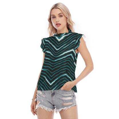 Philadelphia Football Game Day All-Over Print Women's Blouse With Ruffle Collar And Sleeve