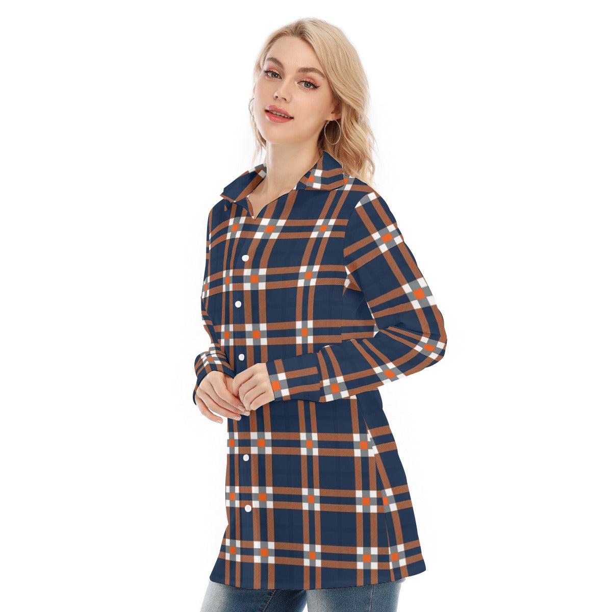 Illinois Urbana - Fighting Illini Tartan Plaid Women's Long Shirt