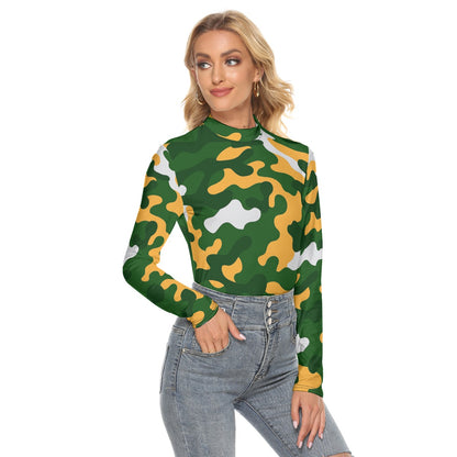 Green Bay Football Game Day All Over Print Women's Stretchable Turtleneck Top