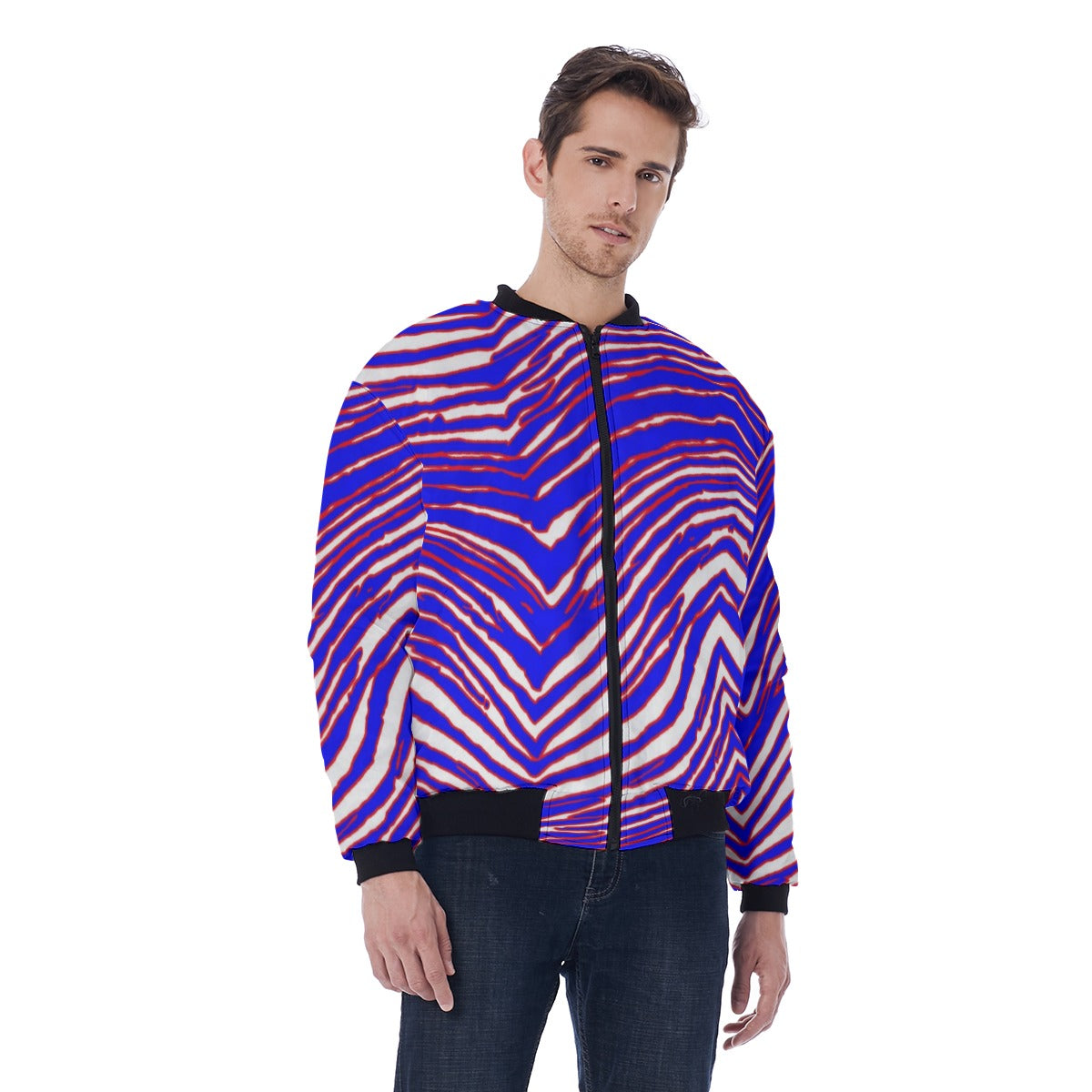 Buffalo Bills Zubaz Men's Bomber Jacket Without Sleeve Pocket