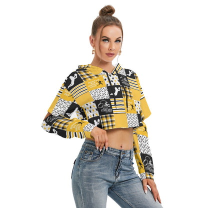 All-Over Print Women's Heavy Fleece Hoodie With Hollow Out Sleeve