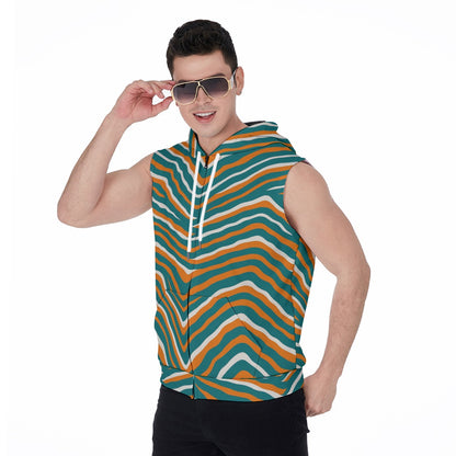 Miami Football Game Day All-Over Print Men's Zipper-Up Sleeveless Hoodie