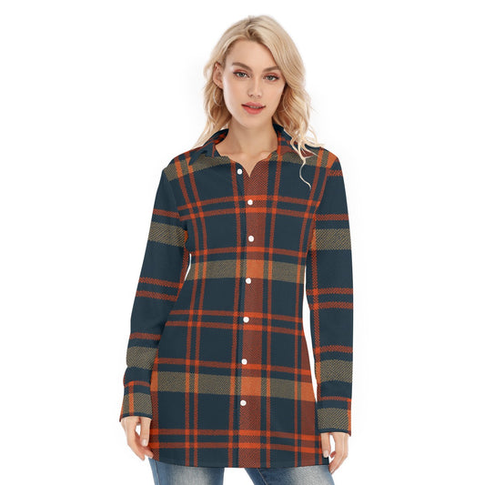 Auburn - Tigers Tartan Plaid Women's Long Shirt