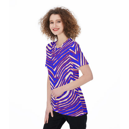 Buffalo Bills Zubaz Women's O-Neck T-Shirt|180 GSM Jersey