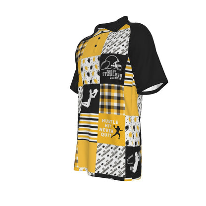 All-Over Print Men's Short Sleeve Polo Shirt With Button Closure