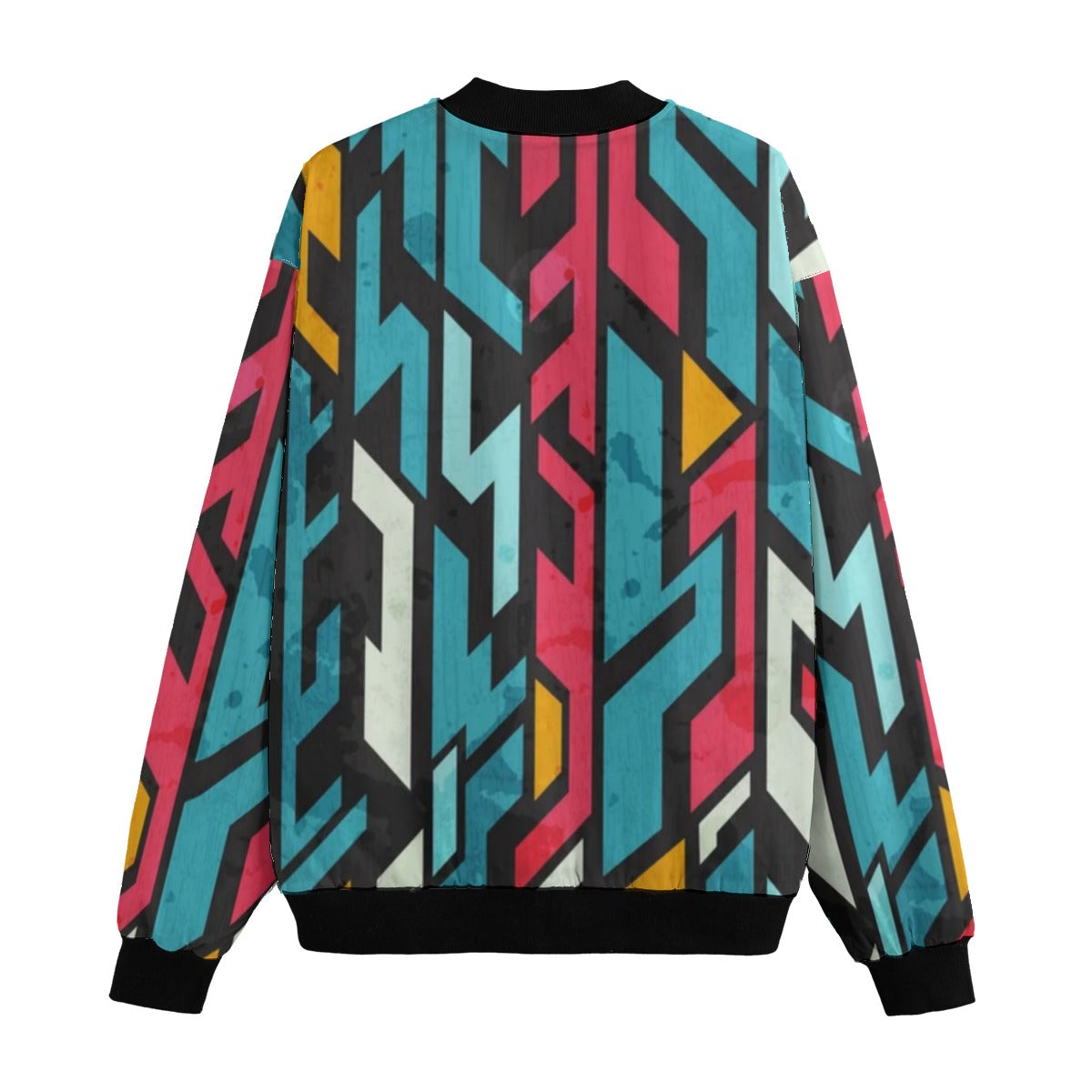 Abstract Graffiti Fleece Bomber Jacket – Seamless Streetwear Pattern for Urban Style