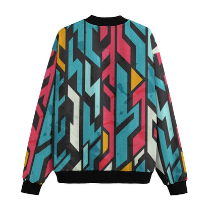Abstract Graffiti Fleece Bomber Jacket – Seamless Streetwear Pattern for Urban Style