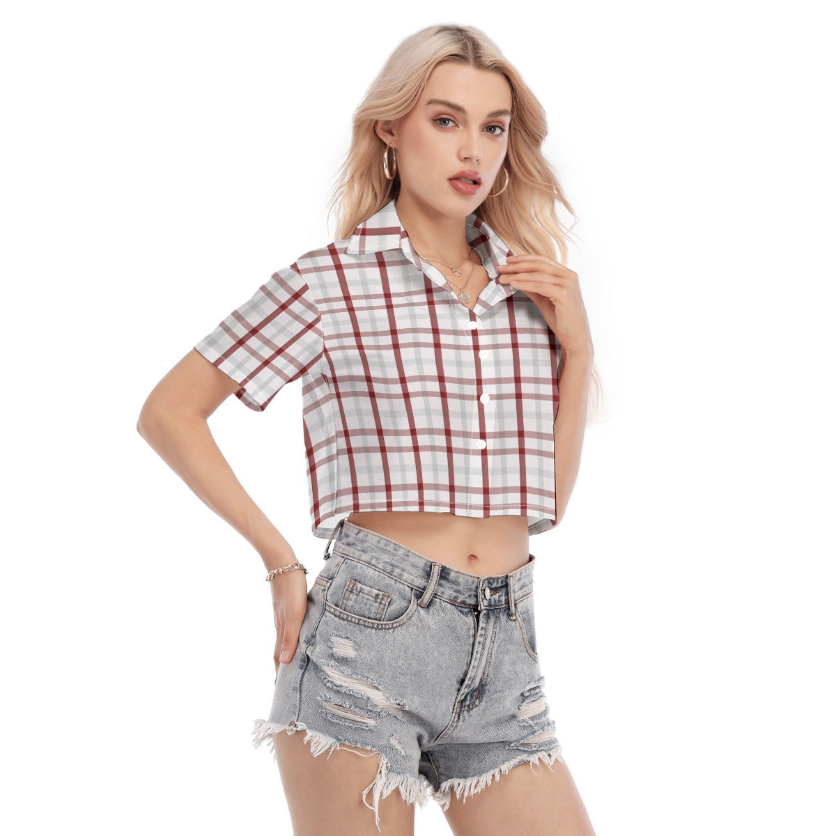 Indiana Tartan Plaid Bloomington  Hoosiers Women's Cropped Shirt