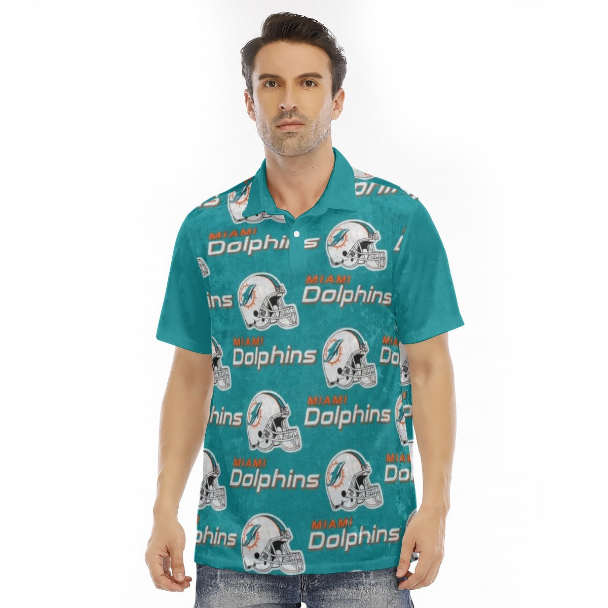 Miami Football Game Day All-Over Print Men's Polo Shirt | Velvet