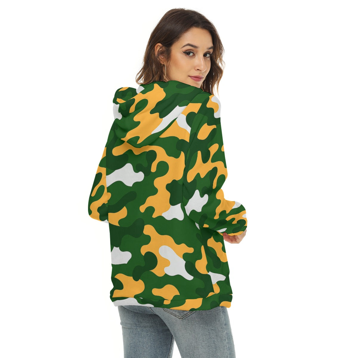 Green Bay Football Game Day All-Over Print Women's Borg Fleece Hoodie With Half Zip