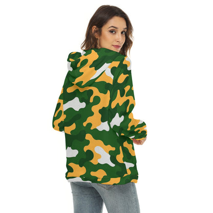 Green Bay Football Game Day All-Over Print Women's Borg Fleece Hoodie With Half Zip