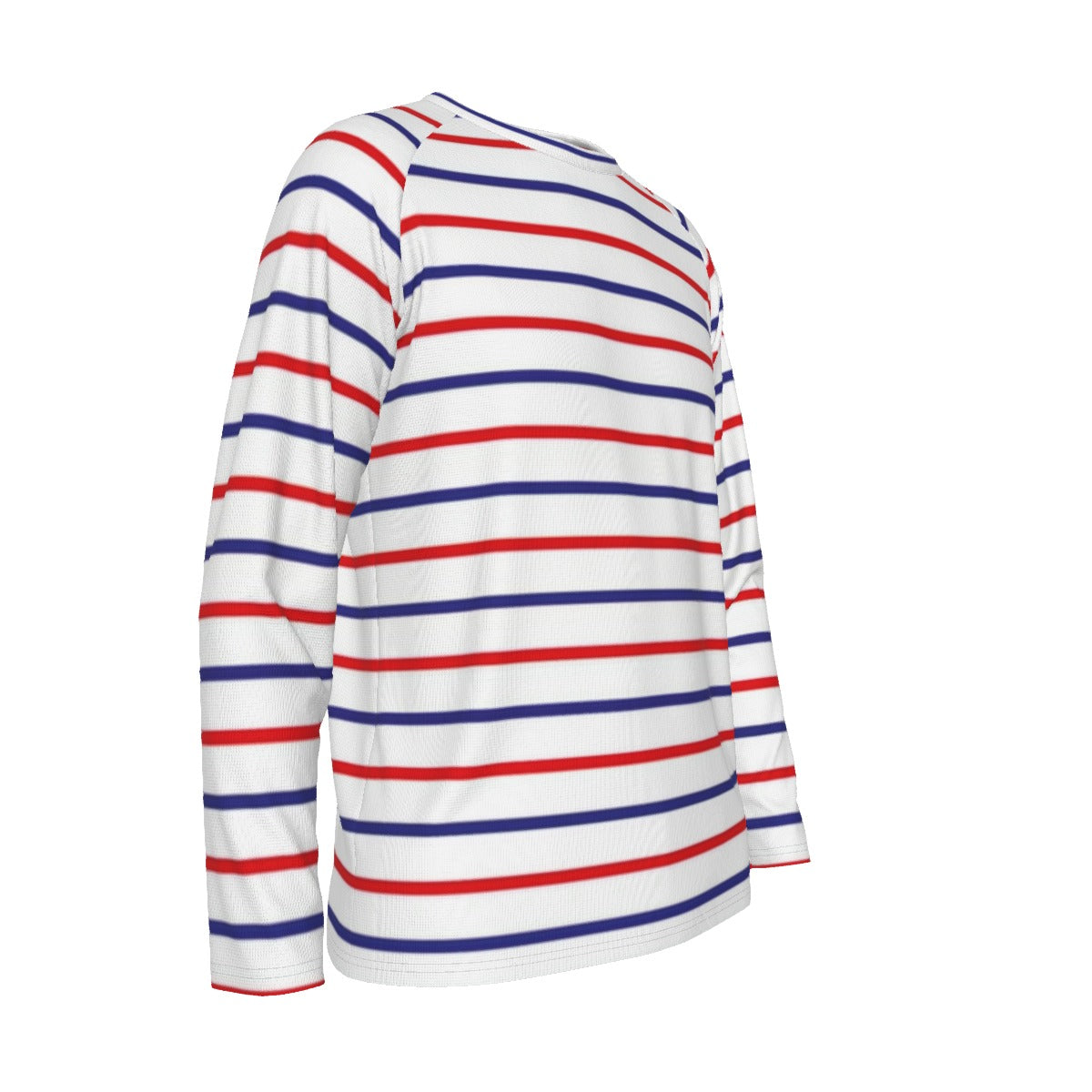 White Long Sleeve Striped Shirt – Red and Blue Nautical Style