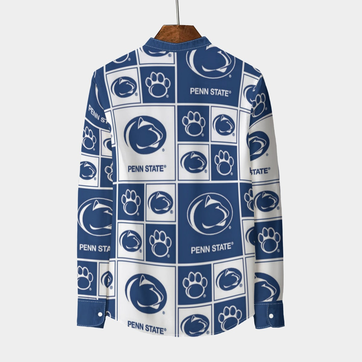 Penn State University - Nittany Lions Stand Collar Shirt With Long Sleeve|110GSM Imitation Flax