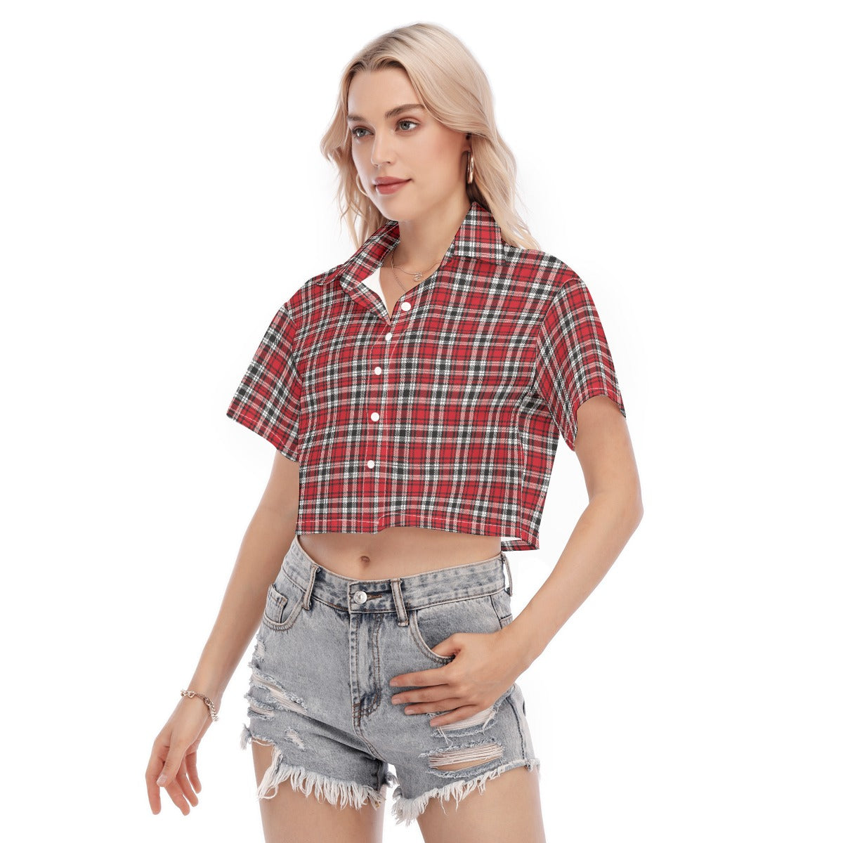 Louisville Tartan Plaid Cardinals Women's Cropped Shirt