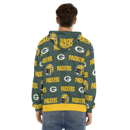 Green Bay Football Game Day All-Over Print Men's Pullover Hoodie | Velvet