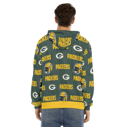 Green Bay Football Game Day All-Over Print Men's Pullover Hoodie | Velvet
