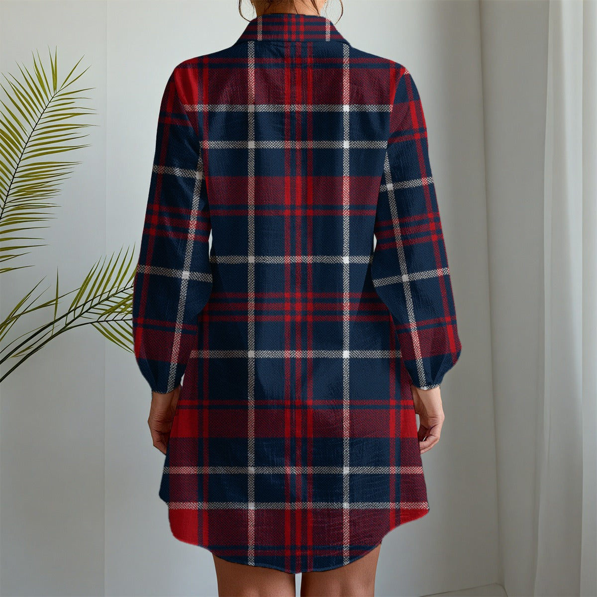 Arizona - Wildcats tartan plaid Women's Long Sleeve Shirt Dress