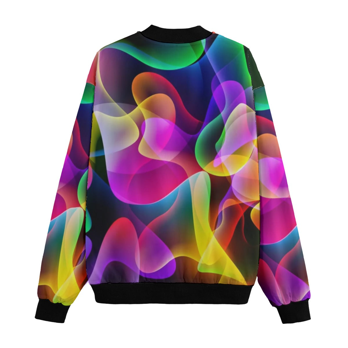 Neon Nights -bright-seamless-colorful smoke shapes Fleece Bomber Jacket