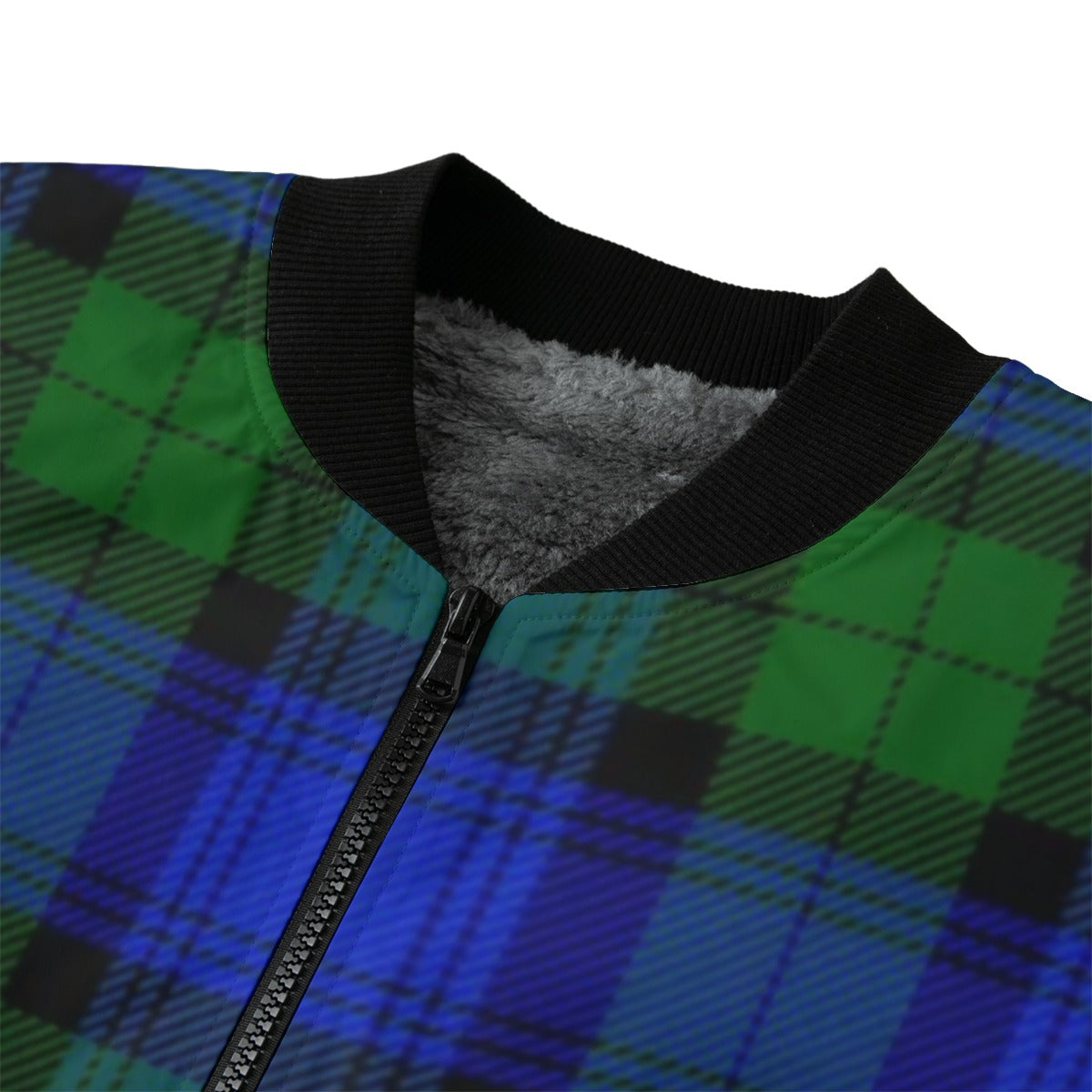 Black Watch Scottish tartan plade Fleece Bomber Jacket