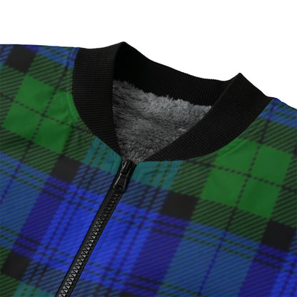 Black Watch Scottish tartan plade Fleece Bomber Jacket
