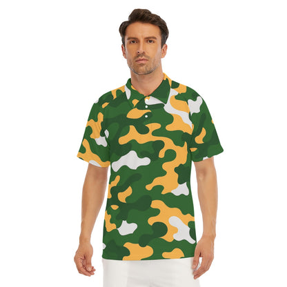Green Bay Football Game Day All-Over Print Men's Short Sleeve Polo Shirt With Button Closure